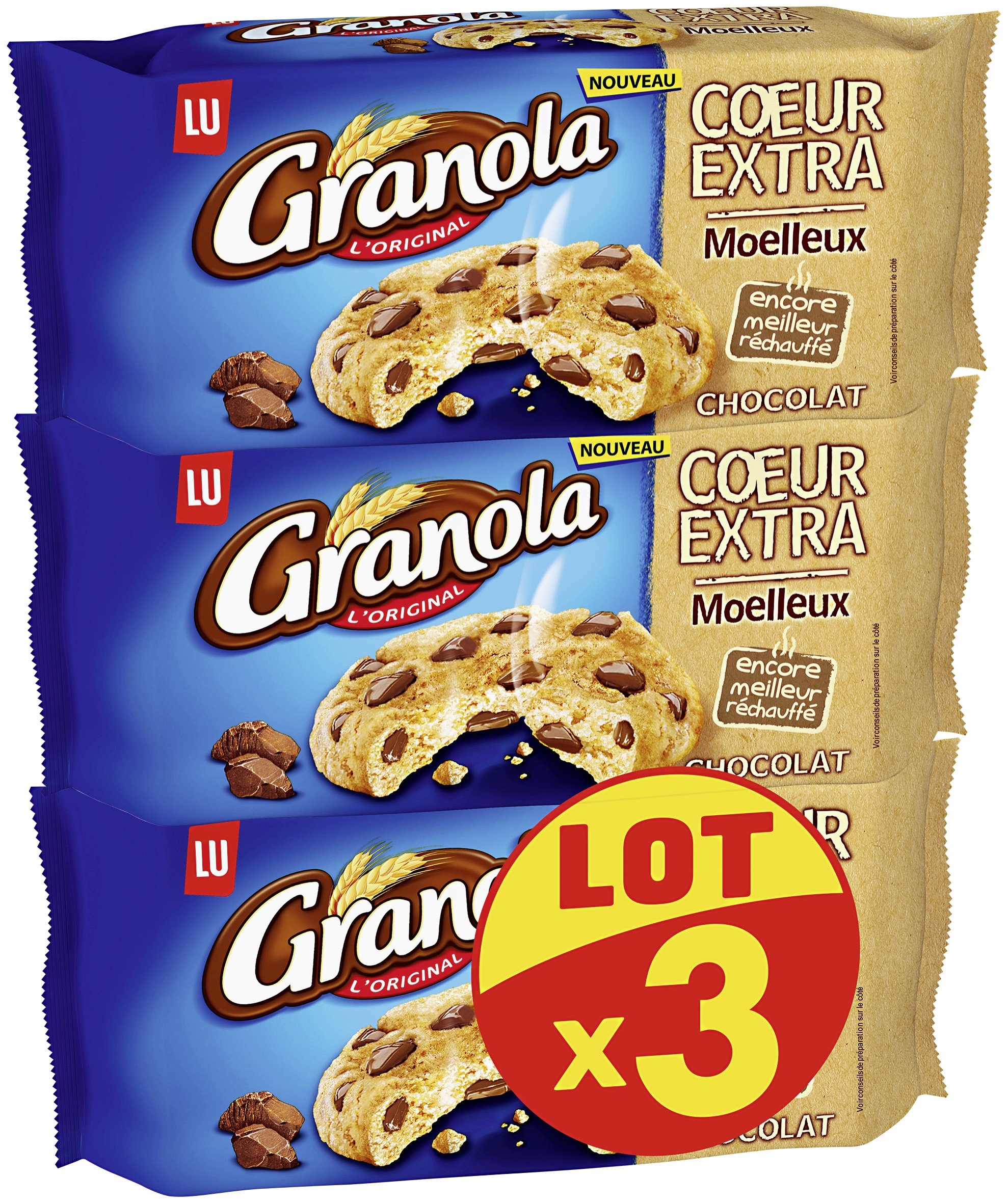 Granola cookies cœur extra moelleux chocolat Lu
