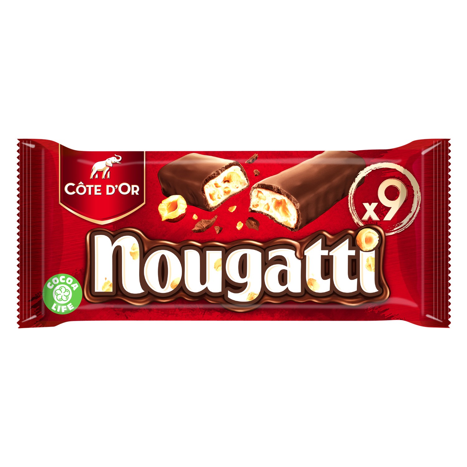 Barres chocolatées chocolat lait nougat COTE D'OR