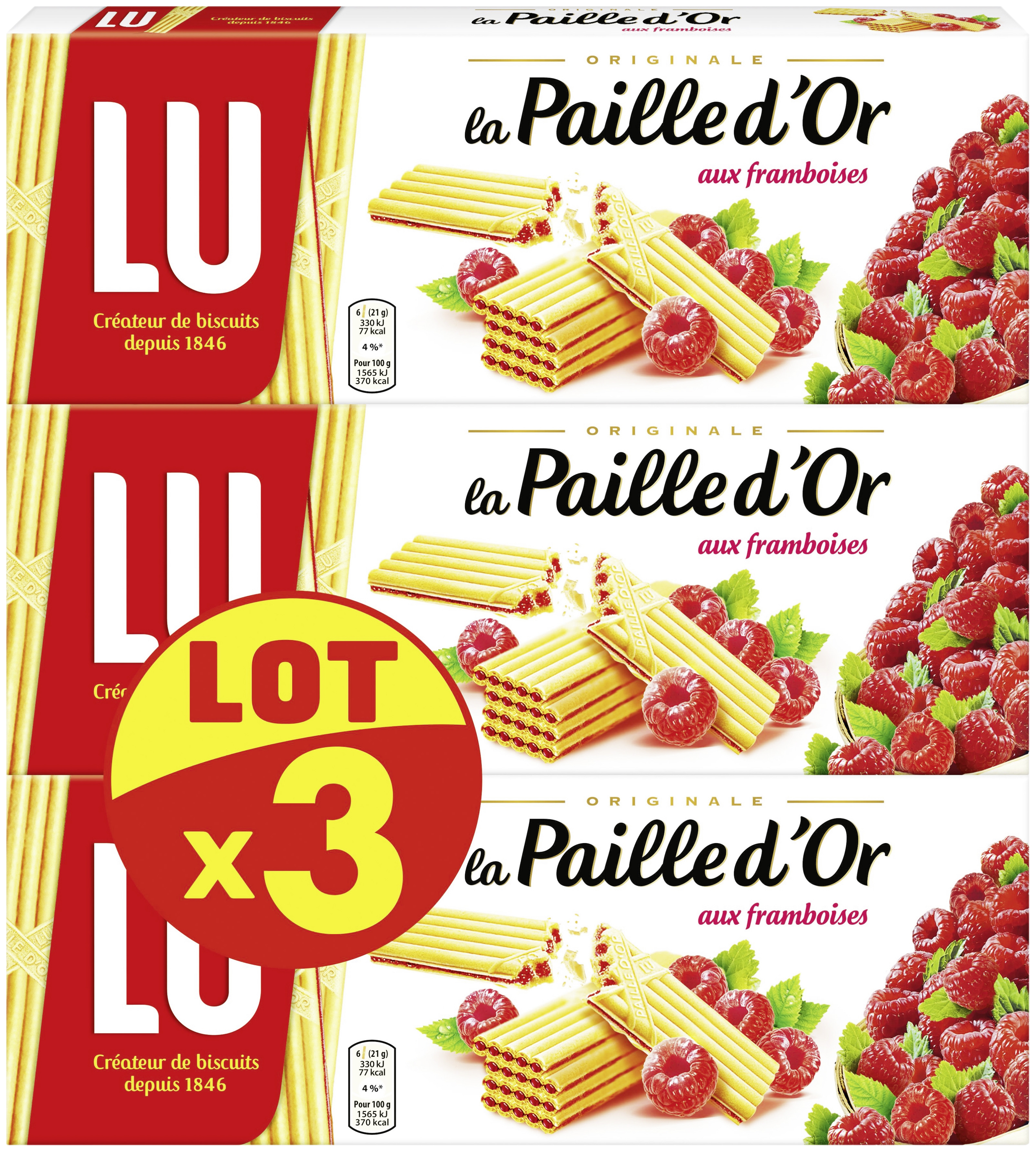 Paille d'or aux framboises Lu