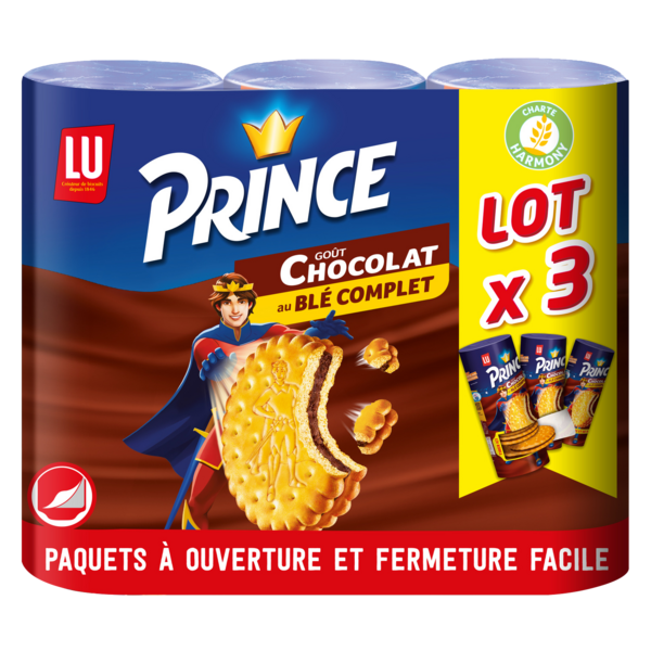 PRINCE DE LU Biscuits fourrés au chocolat au blé complet code EAN 7622210449931 