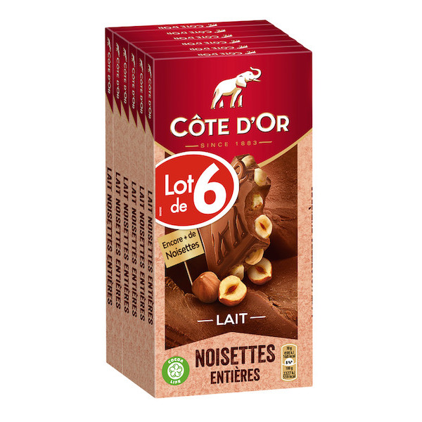 Tablettes lait noisettes entières