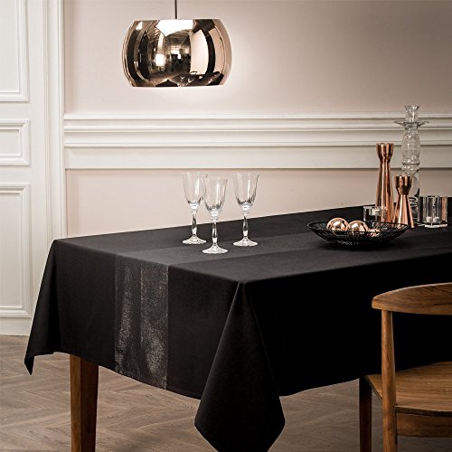 DORAN SOU Galaxy noire, nappe rectangulaire 150 x 250 cm, coton de qualité supérieure, motif tissé avec fil métallique argenté 7630024210050 (7630024210050)