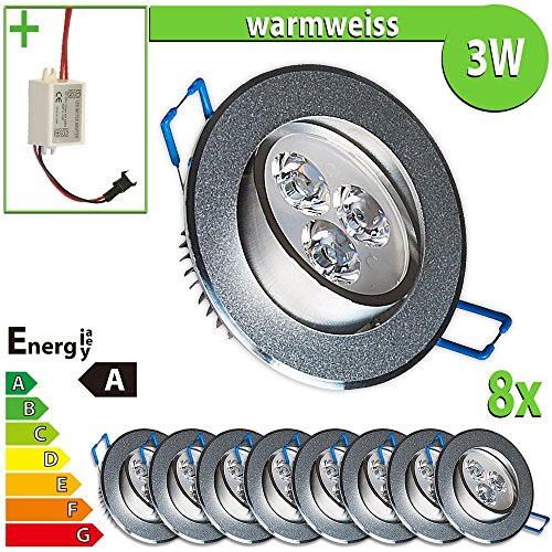 Lot de 8 x spot led encastrable 8 3 w rond blan...