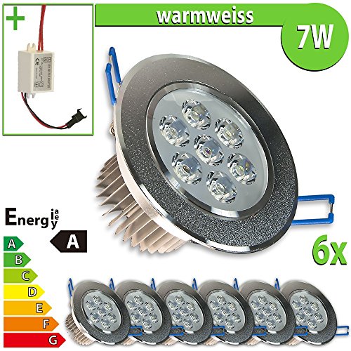 6 x spot led encastrable lot de 6 7 w rond blan...
