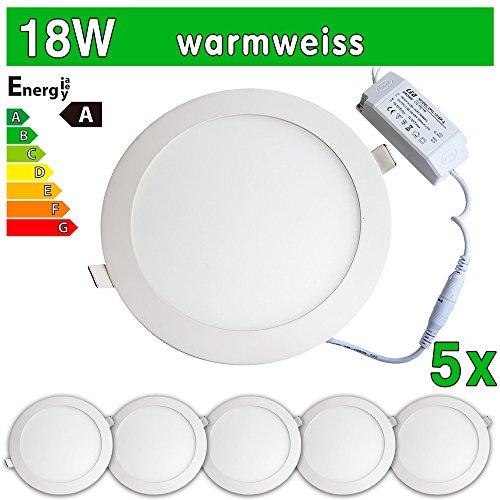 Smd 2835 panneau led 18 w environ, blanc chaud, lot de 5 7630034475623 LEDVero Smd 2835 panneau led 18 w environ, blanc chaud, lot de 5 7630034475623 LEDVero