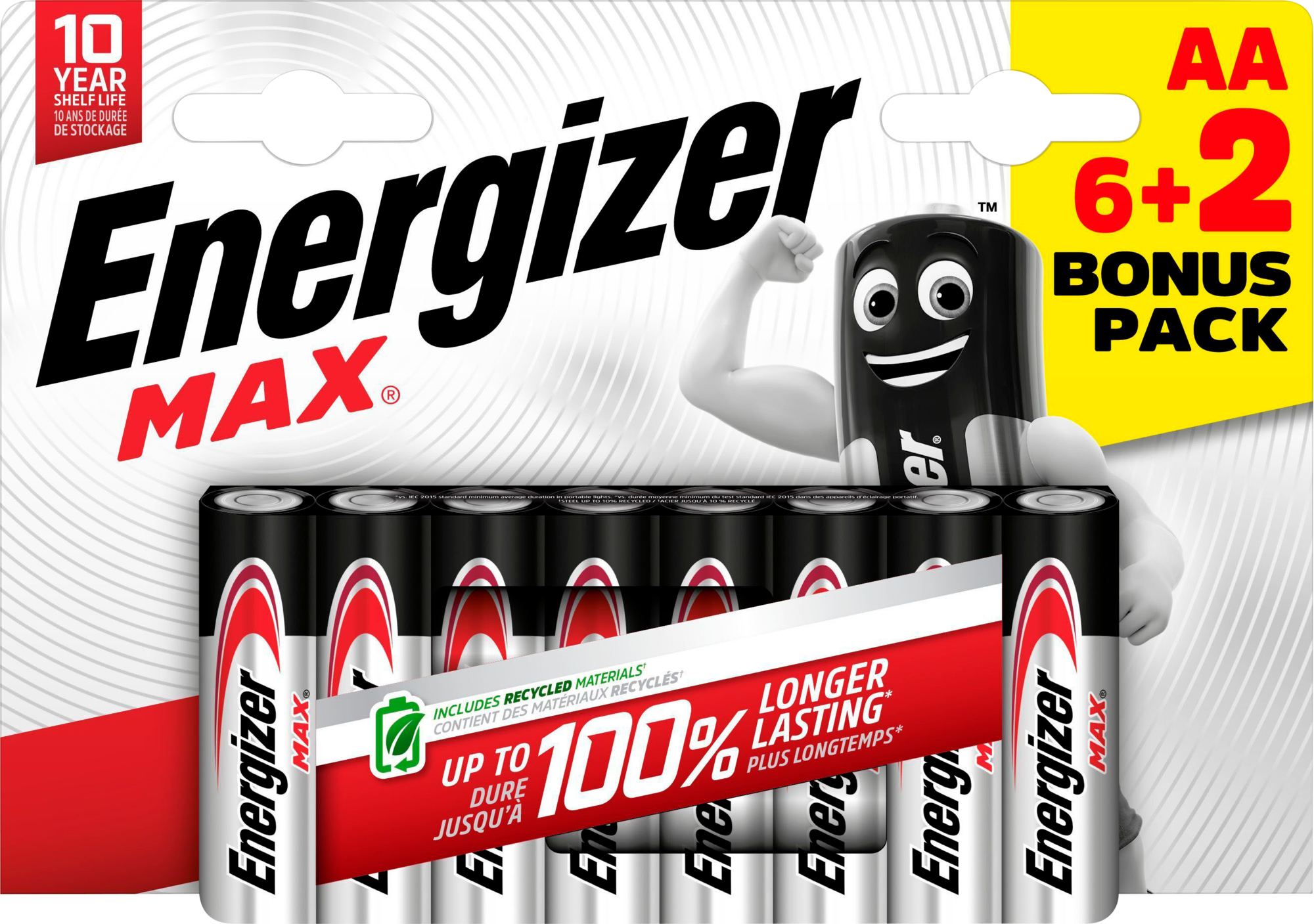 ENERGIZER PILES ALCALINES "MAX" 6+2 code EAN 7638900437751 
