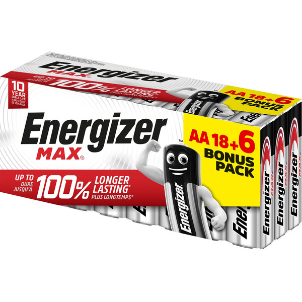 Lot de 18 piles + 6 gratuite Energizer Max AA/LR6