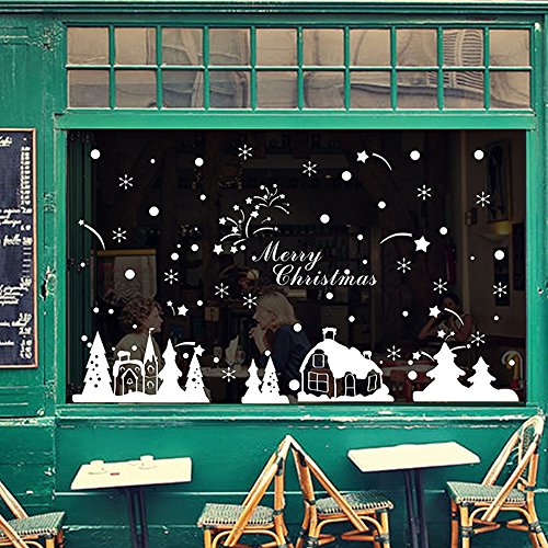 Vitrine de noël décoration stickers muraux snow...