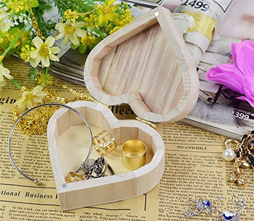 Big Big Xuan Boîte de Rangement en Bois en Forme de coeur pour Bijoux Fleurs Petit Gadget (En bois) 7707075885442 (7707075885442)