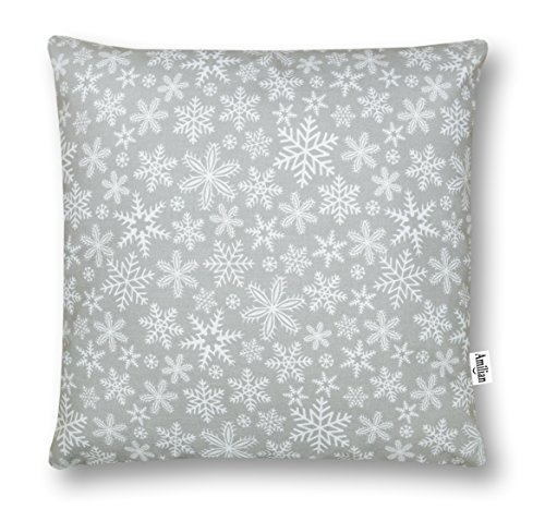 Ami Lian Coussin décoratif taie d'oreiller Coussin 40 cm x 40 cm flocon de neige gris 7777888330088 Glocal Berlin