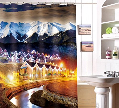 YRZT Antimousse d'impression numérique étanche polyester 3d personnalisé paysage rideau de douche salle de bains . 180*180 7796383623433 (7796383623433)
