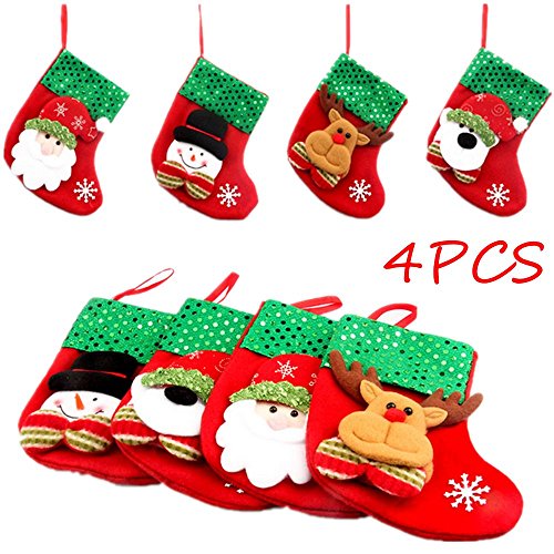 JWBBU Chaussette bas de noël motif de bonhomme de neige père noël et renne flocon de neige chaussette suspendue pour sapin de noël sac cadeau décoration fête noël - christmas socks (style - a) 7848462399354 (7848462399354)