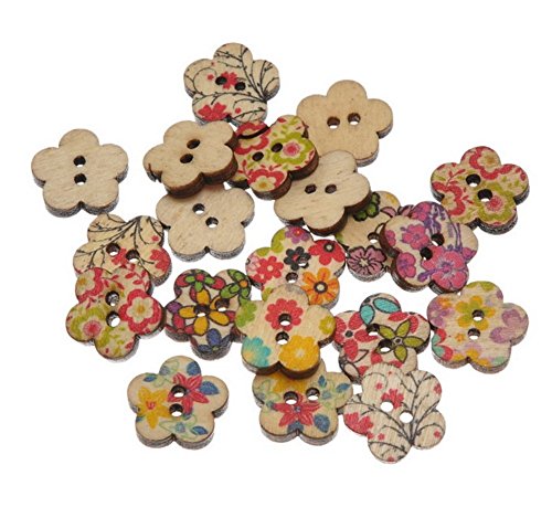 Fleurs indiennes boutons en bois accessoires ét...