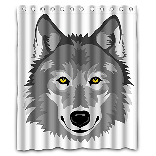 Wolf head polyester fabric bathroom rideau de d...