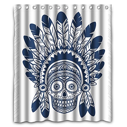 Vintage ethnic hand drawn human skull polyester...