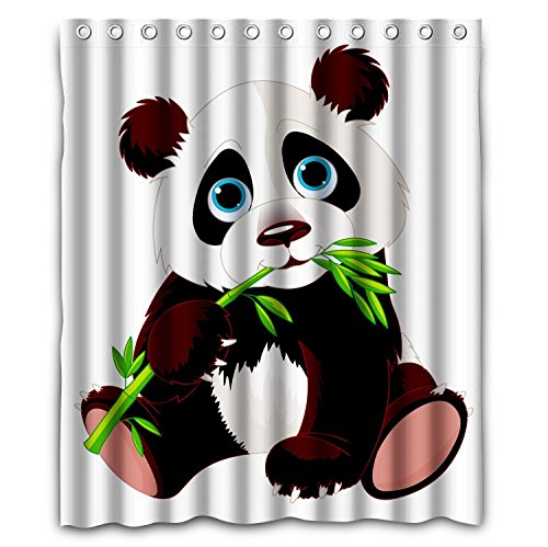 Very cute panda eating bamboo polyester fabric ...