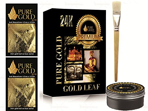 Pure Gold Kit de Dorure Feuille d'Or avec 10 feuilles de feuille d'or, dorure Brosse, séchage rapide Taille code EAN 7902706942031 