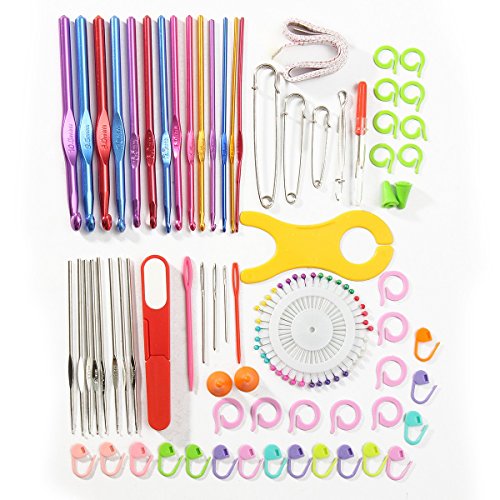 Kit de 73 pcs outils à tricoter aiguilles à cro...