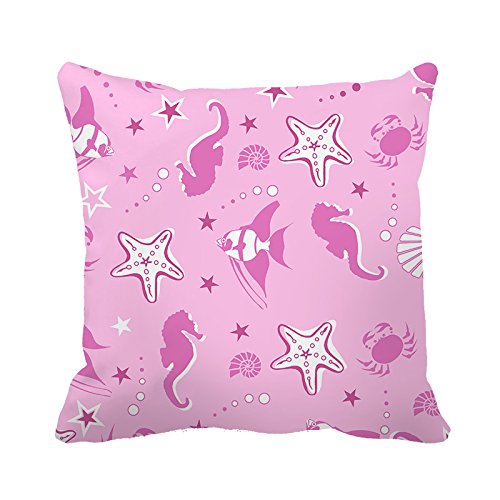 WY-Pillow warrantyll Océan créatures Hippocampe Star Coton Coussin décoratif carré décoratif Couvre-lit taies d'oreiller, Coton, #1, 18"*18"(45*45cm) code EAN 7946138472452 