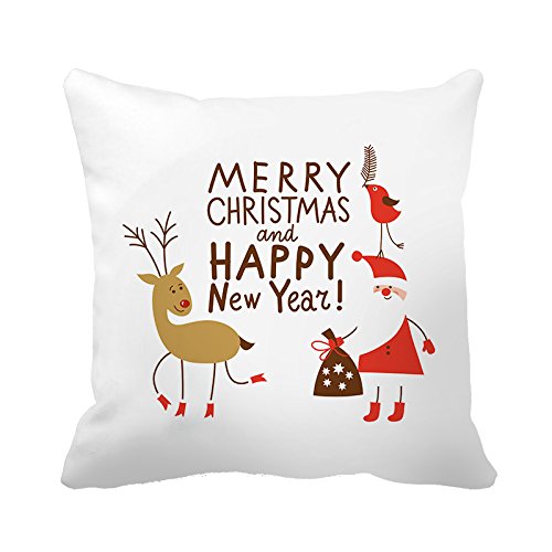 WY-Pillow warrantyll Merry Christmas et Happy New Year Père Noël Coussin carré en coton couvre-lit décoratif taie d'oreiller, Coton, #1, 18"*18"(45*45cm) code EAN 7946138480228 