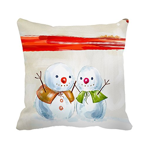 WY-Pillow warrantyll Peinture de Noël bonshommes de neige coton Canapé Coussin décoratif carré taie d'oreiller, Coton, #Color 1, 26*26 code EAN 7946138569725 