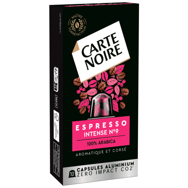 CARTE NOIRE CAPSULES DE CAFÉ ALUMINIUM INTENSE N°9
CARTE NOIRE code EAN 8000070059122 