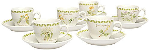 Iris-botanique-lot de 6 tasses à café et soucou...