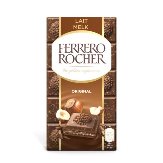  Tablette chocolat au lait fourrée noisettes FERRERO ROCHER code EAN 8000500359488 
