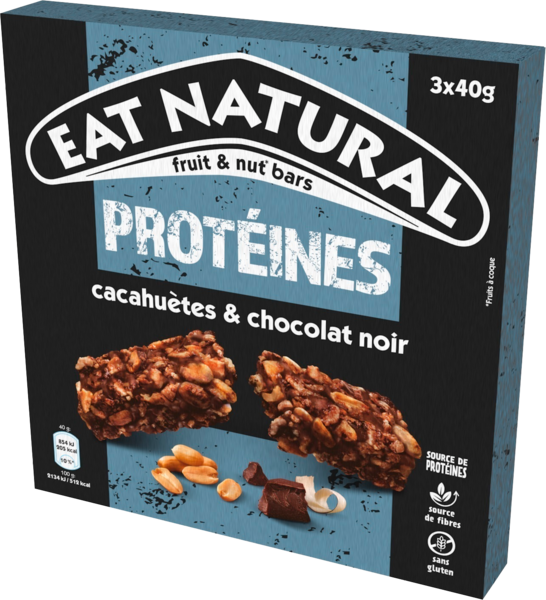  Barres Protéines Aux Cacahuètes Et Chocolat Noir Eat Natural code EAN 8000500435618 