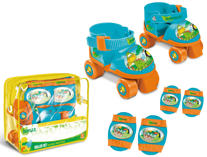  COFFRET PATINS À ROULETTES + 4 PROTECTIONS AJUSTABLES FANTAISIE "JUNGLE"  code EAN 8001011283316 