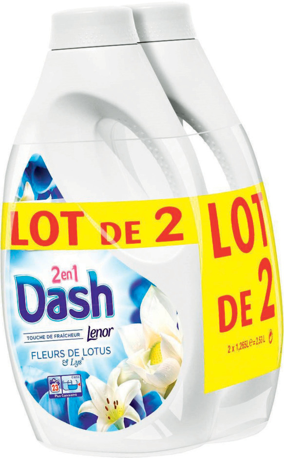 Lessive liquide 2 en 1 fleurs de Lotus & Lys 8001090642950 Dash Lessive liquide 2 en 1 fleurs de Lotus & Lys 8001090642950 Dash