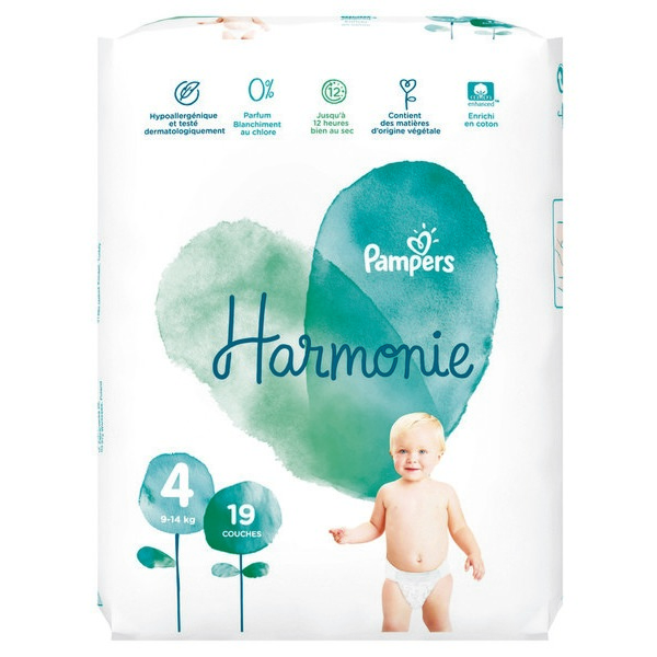  COUCHES BÉBÉ HARMONIE TAILLE 4 X 19 PAMPERS PAMPERS  8001090933546