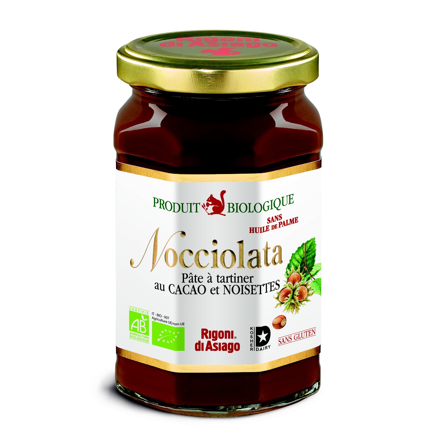 RIGONI DI ASIAGO Pâte à tartiner bio cacao noisettes Nocciolata sans gluten RIGONI DI ASIAGO code EAN 8001505003529 