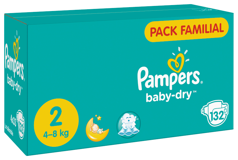 COUCHES BABY DRY PACK FAMILIAL TAILLE 2 X 132 P...