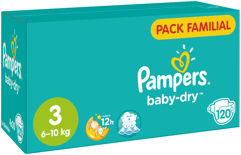 COUCHES BABY DRY FAMILY PACK TAILLE 3 X 120 PAM...