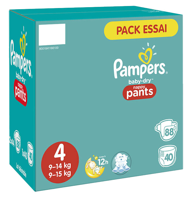 PANTS BABY DRY PACK ESSAI TAILLE 4 PAMPERS