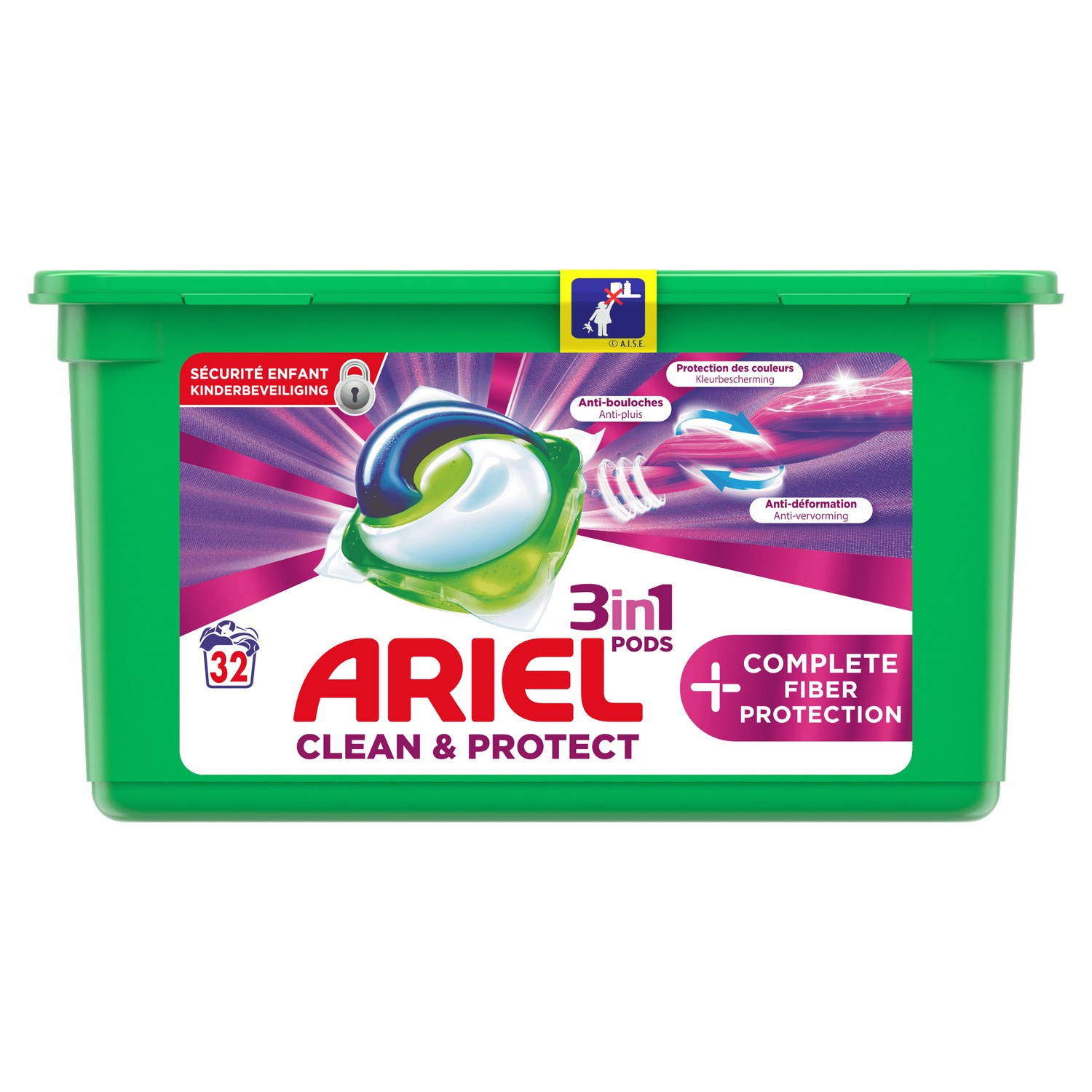 Lessive en capsule clean et protect ARIEL