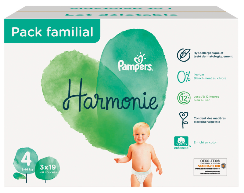COUCHES HARMONIE TAILLE 4 X 57 PAMPERS