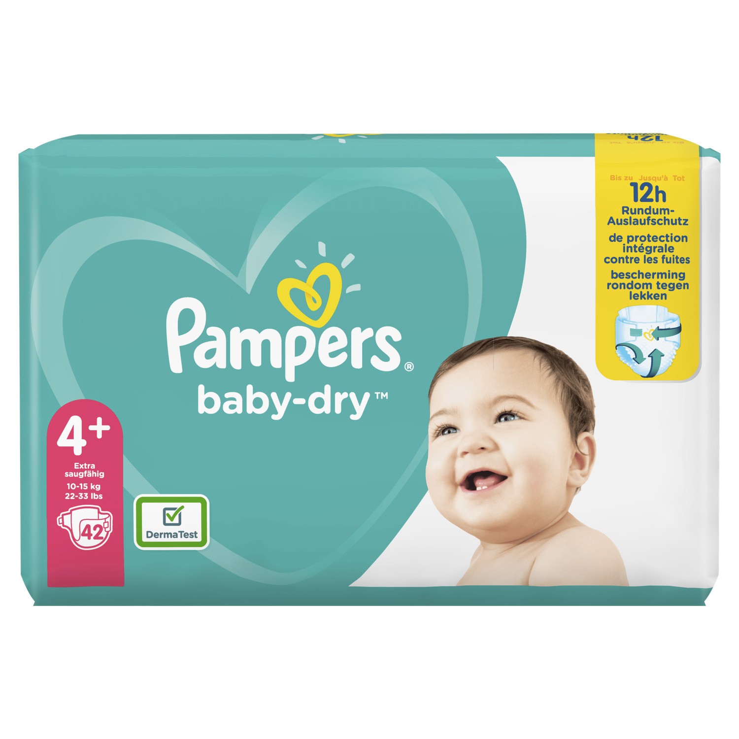 Couches bébé taille 4+ : 10-15 kg baby dry PAMPERS