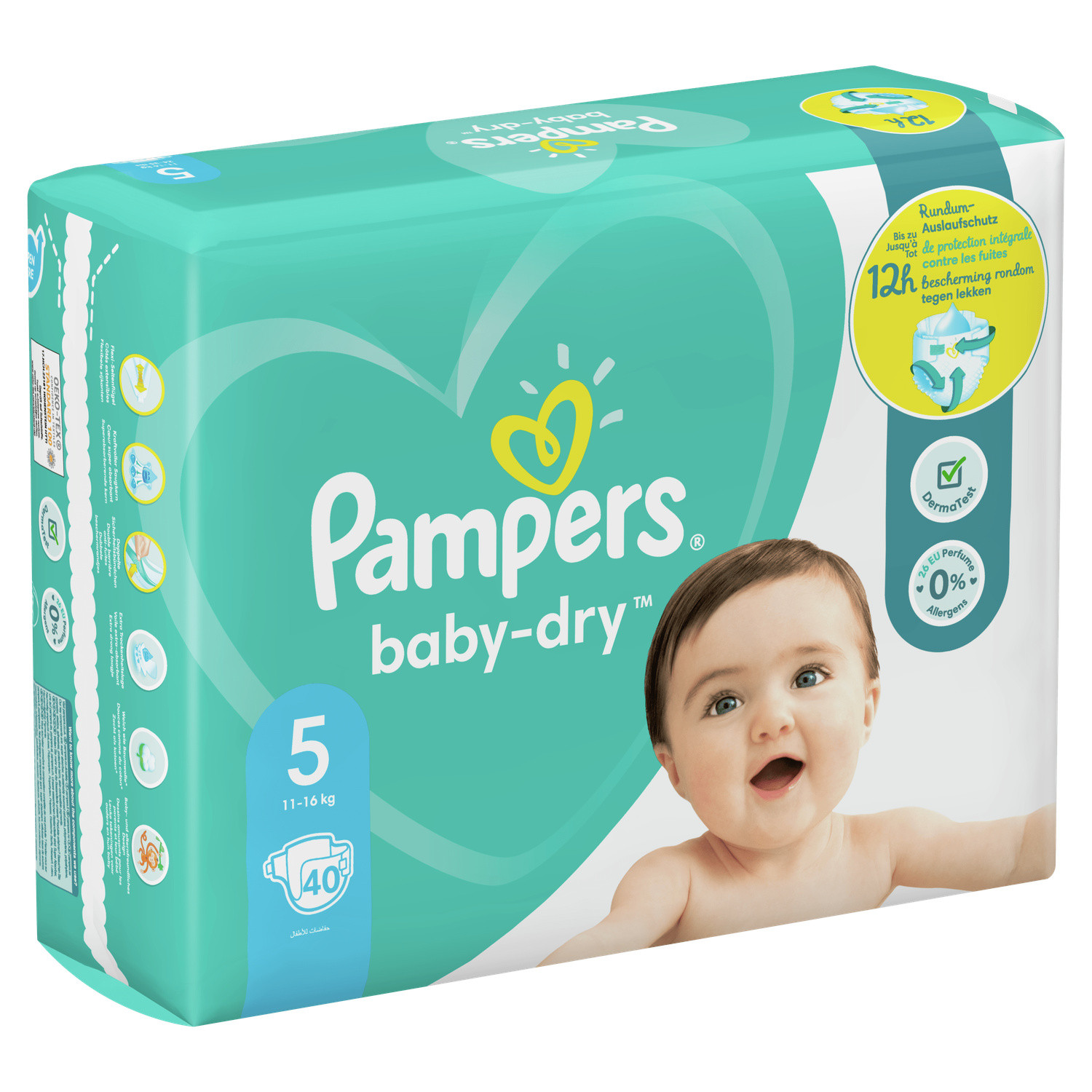 Couches taille 5 : 11-16 kg Baby Dry PAMPERS