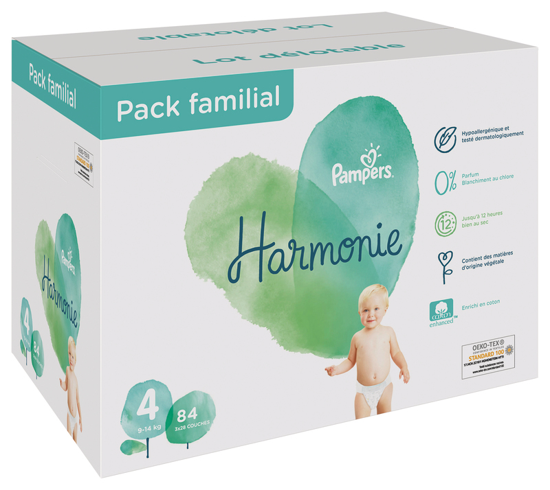 COUCHE HARMONY FAMILY PACK TAILLE 4 X84 PAMPERS