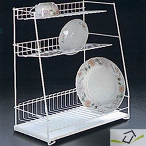 Metaltex 32434414080 atoll egouttoir 3 étages avec plateau métal blanc 43,5 x 22 x 50,5 cm code EAN 8002523243447 