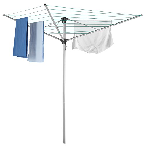 Étendoir à linge rotatif 3 bras en acier argent...