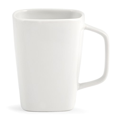 H H & Mug Petit Déjeuner-Carrée-Céramique-Blanc...