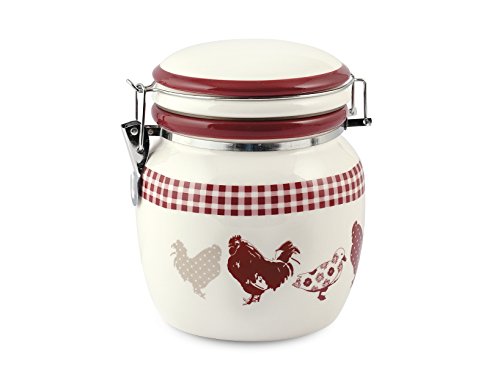 Country pot à biscuits, céramique, ivoire/rouge