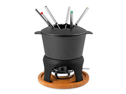 Service à fondue, fonte, noir/marron, 11 pièces