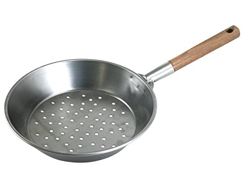 Poêle châtaignes avec manche, 27 cm, fer, bois,...