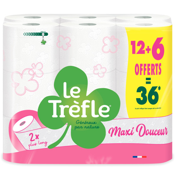 PAPIER TOILETTE MAXI DOUCEUR X12 LE TRÈFLE