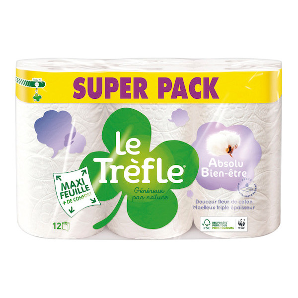 PAPIER TOILETTE LE TRÈFLE MAXI FEUILLE