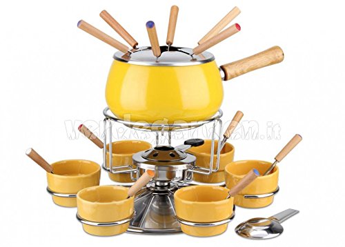 Service à fondue émail jaune brillant KAUFGUT